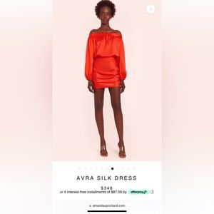 Amanda Uprichard Dress. Agra Silk Dress. Red. Size Small.